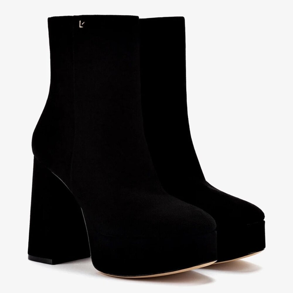 Larroude Dolly Boot in Black Suede - Picture 3 of 5